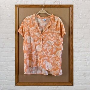 Sonoma Orange Leaf Print Shirt Size X Large